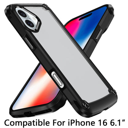 For Samsung Galaxy A16 5G Hybrid Transparent Rubber with Metal Buttons & Camera Edges Hard TPU Corner Bumper Case Cover