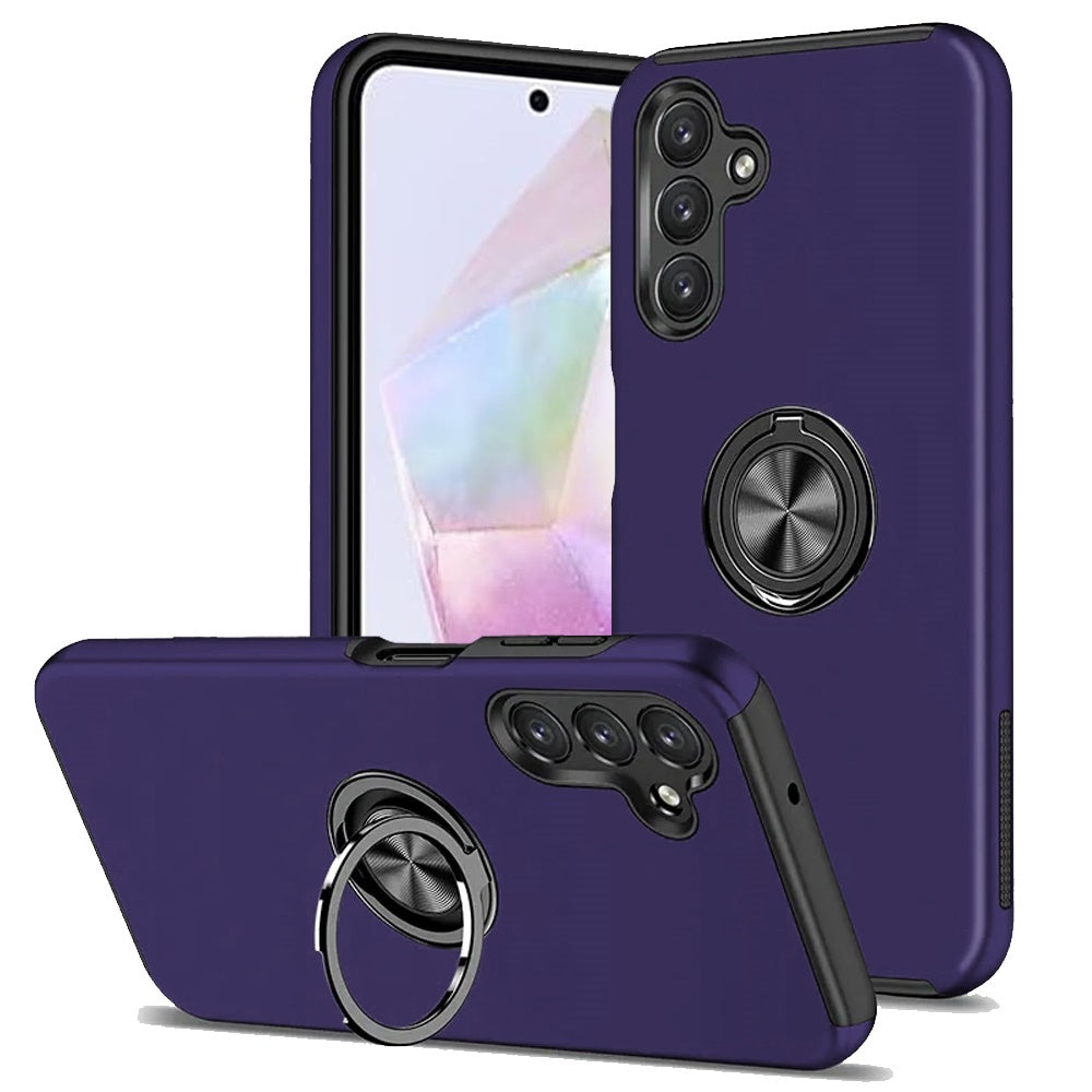 For Samsung Galaxy A36 Hybrid 360 Degree Rotatable Metal Invisible Ring Stand Holder Slim Fit Magnetic Car Mount Shockproof Case Cover