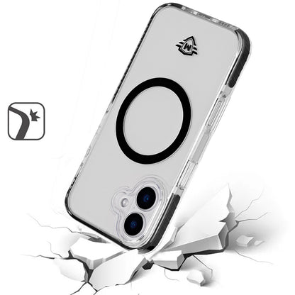 For Apple iPhone 16 (6.1") Premium Hybrid Clear TPU Circle Magnetic [Compatible with MagSafe] Shockproof Color Frame Bumper Case Cover