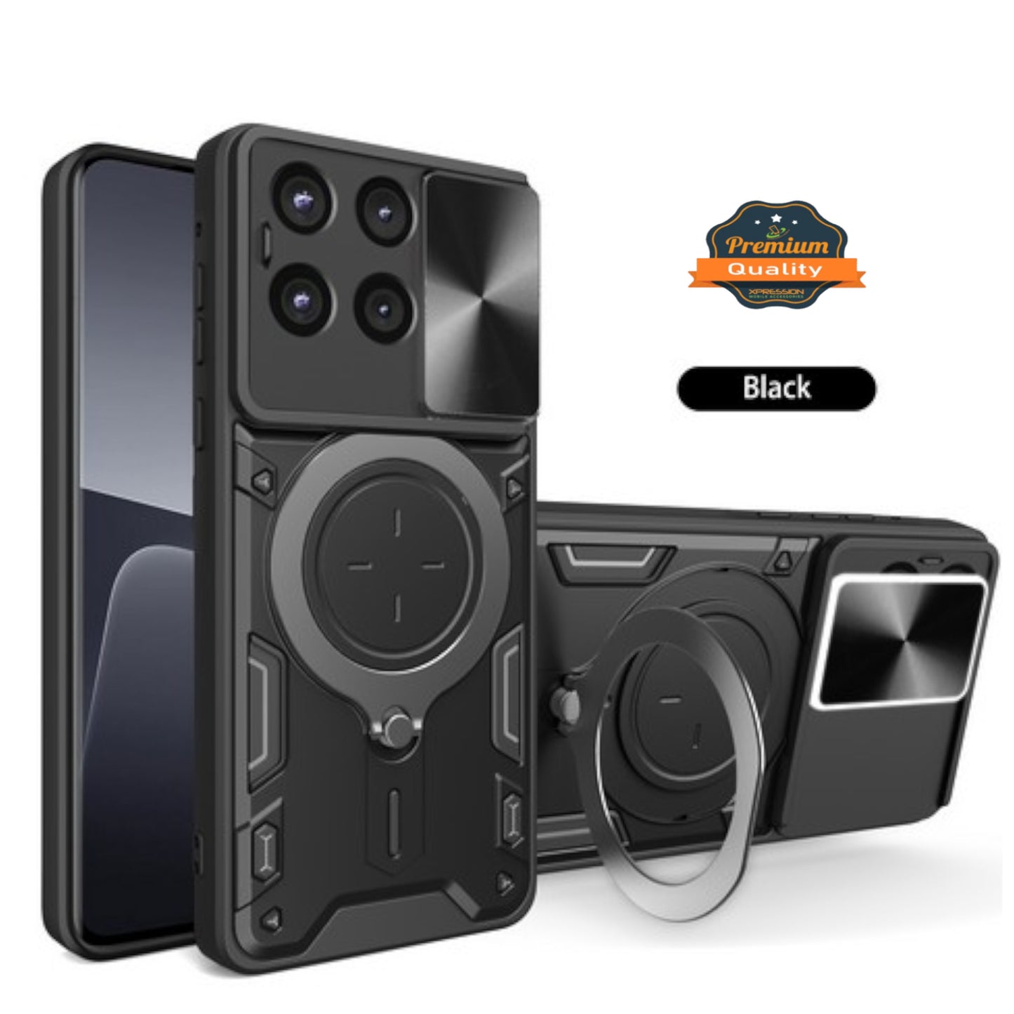 For Motorola Moto G Stylus 5G 2025 Hybrid Shockproof with Magnetic Ring Stand, Compatible with Magsafe & Sliding Camera Lens Protector Case Cover