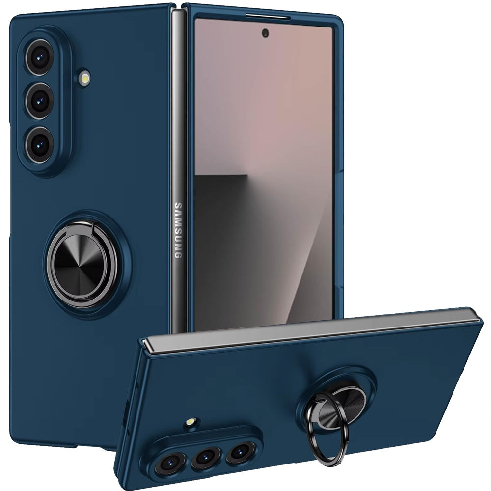For Samsung Galaxy Z Fold 7 Hybrid 360 Degree Rotatable Metal Invisible Ring Stand Holder Slim Fit Magnetic Car Mount Shockproof Case Cover