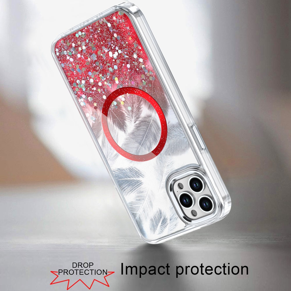 For Samsung Galaxy S24 Ultra Epoxy Glitter Shimmer Fashion Case with Magnetic Magsafe Compatible Hybrid Sparkling Slim Protective Case Cover