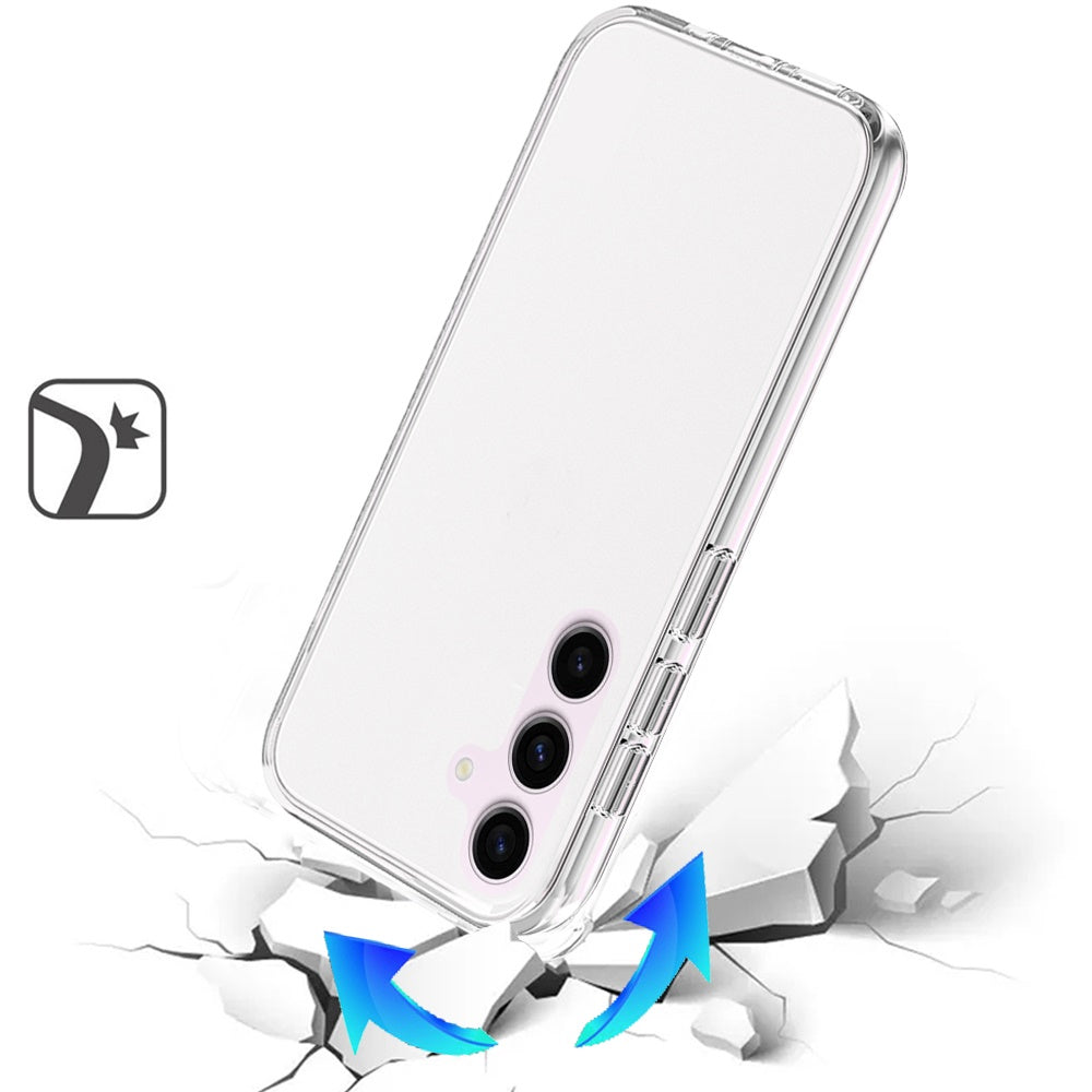 For Samsung Galaxy A17 5G Transparent Shock Absorption PC + TPU Rubber Gel Thick 3mm Hybrid Silicone Slim Fit Back Case Cover Clear