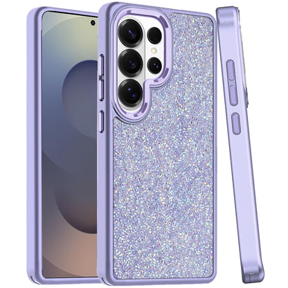 For Samsung Galaxy S25 Ultra Crystal Sparkle Diamond Glass Full Mini Glitter Bling Frame TPU Hybrid Protective Case Cover