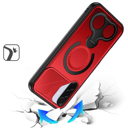 Hybrid with Invisible 2 Hole Ring Stand Magnetic back Car Mount Friendly Protector