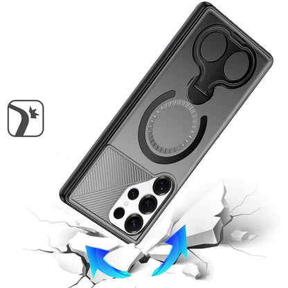 Phone Case for Samsung Galaxy S25 Ultra Magnetic 2 Ring Stand Car Mount Friendly Shockproof Rugged Grip Armor Dual Ring Kickstand Heavy Duty Hybrid Cover