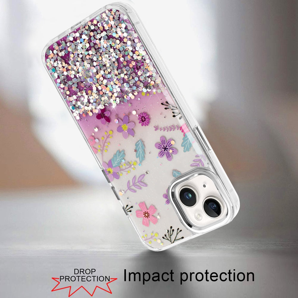 For Apple iPhone 17E /16E Fashion Beautiful Epoxy Design Hybrid Fashion Stylish TPU Protective, Shockproof Hybrid PC Case Cover Colorful Summer Flower
