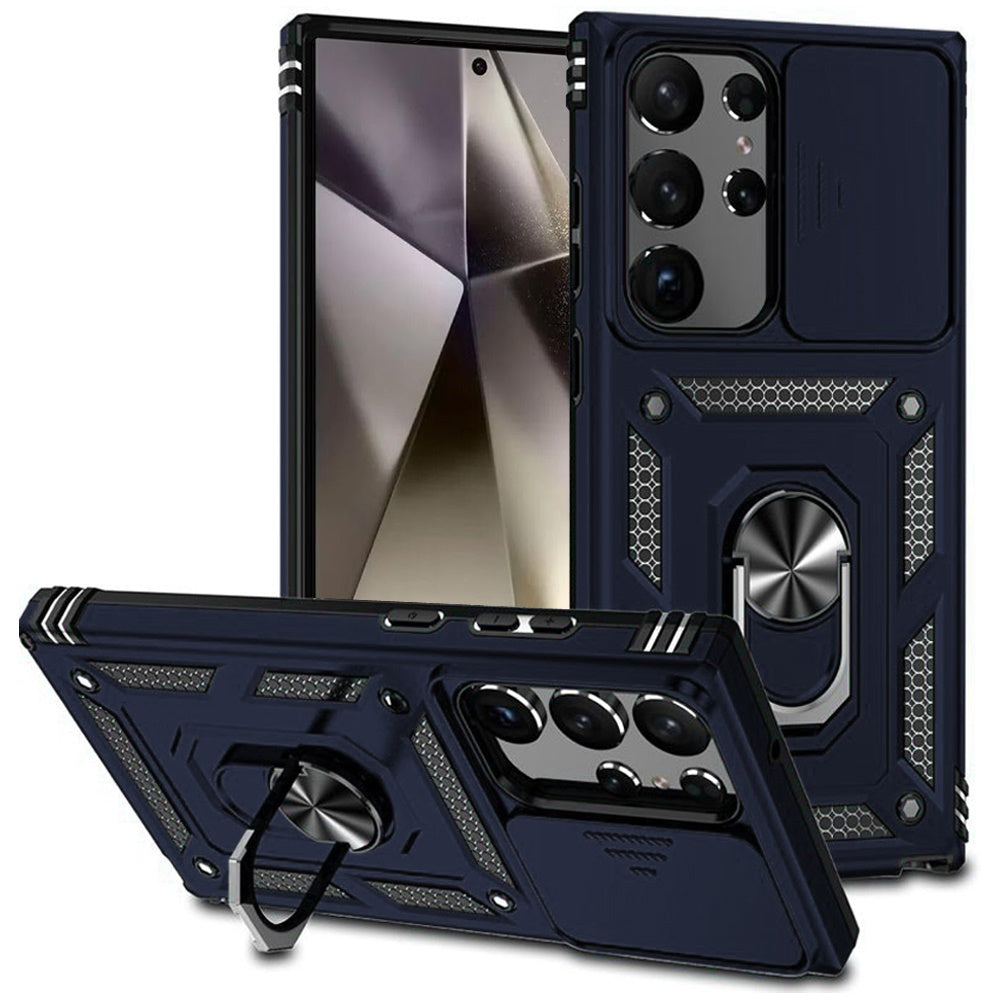 For Samsung Galaxy A36 Hybrid Ring Shockproof with 360° Rotate Ring Kickstand, Camera Lens Protection, Soft Edge Bumper Case Cover