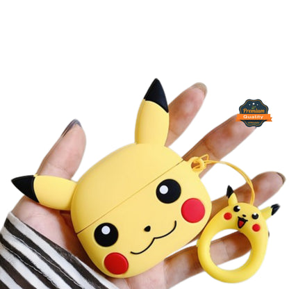 For Airpods Pro 3 Hybrid Cute 3D Fun Design Silicone Skin Cartoon Animal with Keychain Buckle Holder Rubber TPU Soft Case Cover Yellow Cartoon