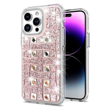 For Apple iPhone 16 (6.1") Sparkly 3D Design Diamond Shockproof Protective Bling Rhinestone Hybrid Skin PC + TPU Case Cover