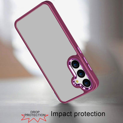 For Samsung Galaxy S26 Slim Fit Hybrid Transparent Thick Acrylic with Metal Buttons Frame Protective Hard PC + TPU Shockproof Case Cover