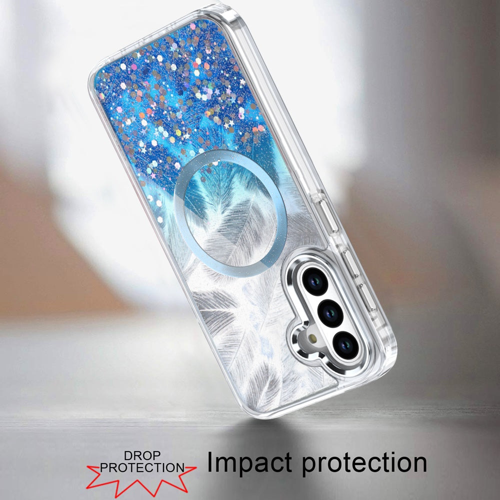 For Samsung Galaxy S23 Ultra Epoxy Glitter Shimmer Fashion Case with Magnetic Magsafe Compatible Hybrid Sparkling Slim Protective Case Cover