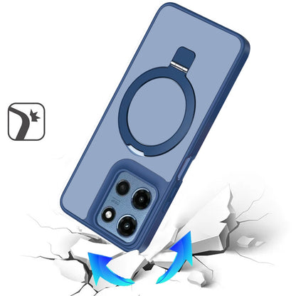 For Apple iPhone 11 Magnetic Circle Back with Ring Stand Full Rotation Matte Hybrid Shockproof Case Cover Blue