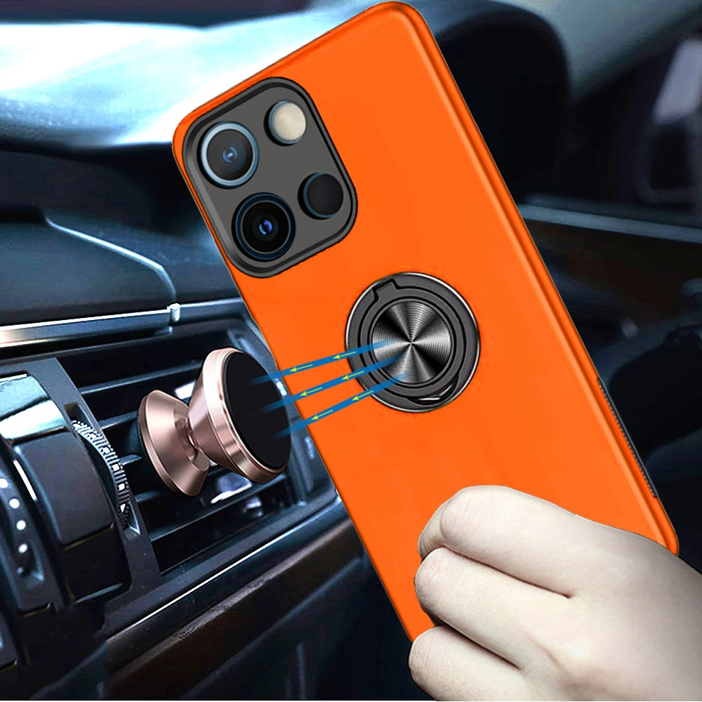 For Motorola Moto G 5G 2026/2025 Hybrid 360 Degree Rotatable Metal Invisible Ring Stand Holder Slim Fit Magnetic Car Mount Shockproof Case Cover Cosmic Orange