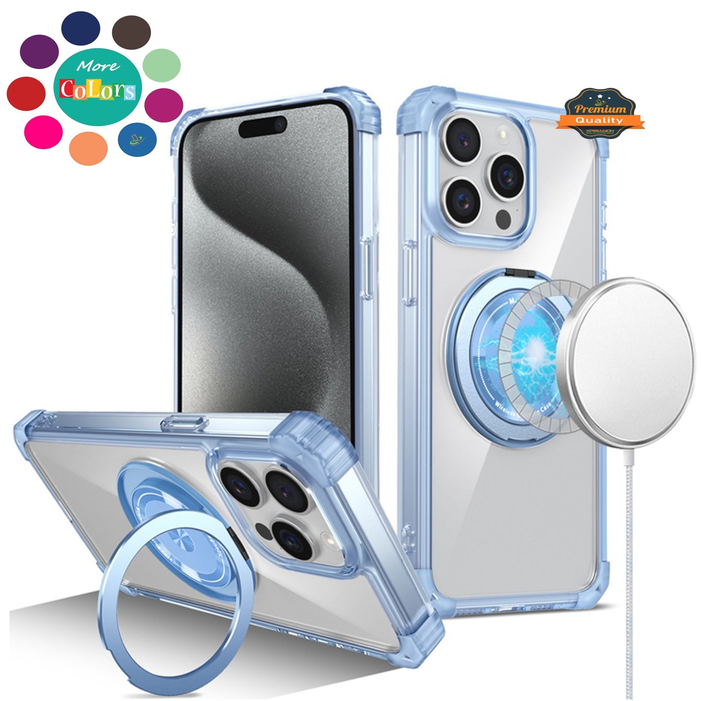 For Samsung Galaxy S24 Ultra Magnetic [Compatible with Magsafe] with 360° Rotatable Ring Holder Invisible Stand Transparent Case Cover
