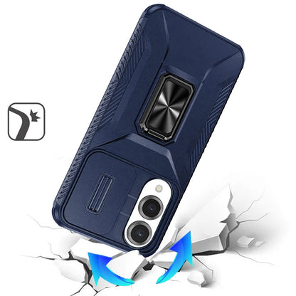 For Samsung Galaxy S25 EDGE Case, Camera Cover with Magnetic Rotation Ring Stand, Military Grade Hybrid Hard TPU Shockproof Case Cover