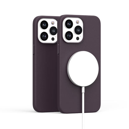 For Apple iPhone 16 (6.1") PU Leather with inner Magnetic Circle Compatible with MagSafe, Rubber TPU Colored Metal Buttons Case Cover