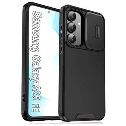 For Samsung Galaxy S25 Fan Edition /Galaxy S25 FE Hybrid Dual Layer Phone Case with Slide Camera Protector, Slim TPU Hard Protection Shockproof Case Cover