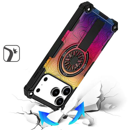 For Apple iPhone 17 Pro Max Magnetic Invisible Kickstand Holder with CD Texture Design, Shockproof Hybrid Military Grade Heavy Duty Case Cover