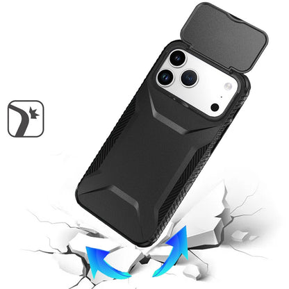 For Apple iPhone 17 Pro Max (6.9") Slim Fit Shockproof Hybrid with Slide Camera Window Covering, Rugged Tpu Silicone Hard PC Bumper Case Cover