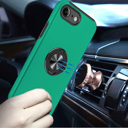 For Samsung Galaxy S25 EDGE Hybrid 360 Degree Rotatable Metal Invisible Ring Stand Holder Slim Fit Magnetic Car Mount Shockproof Case Cover Green