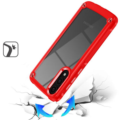 For Samsung Galaxy A17 5G Hybrid Transparent Rubber with Metal Buttons & Camera Edges Hard TPU Corner Frame Bumper Case Cover