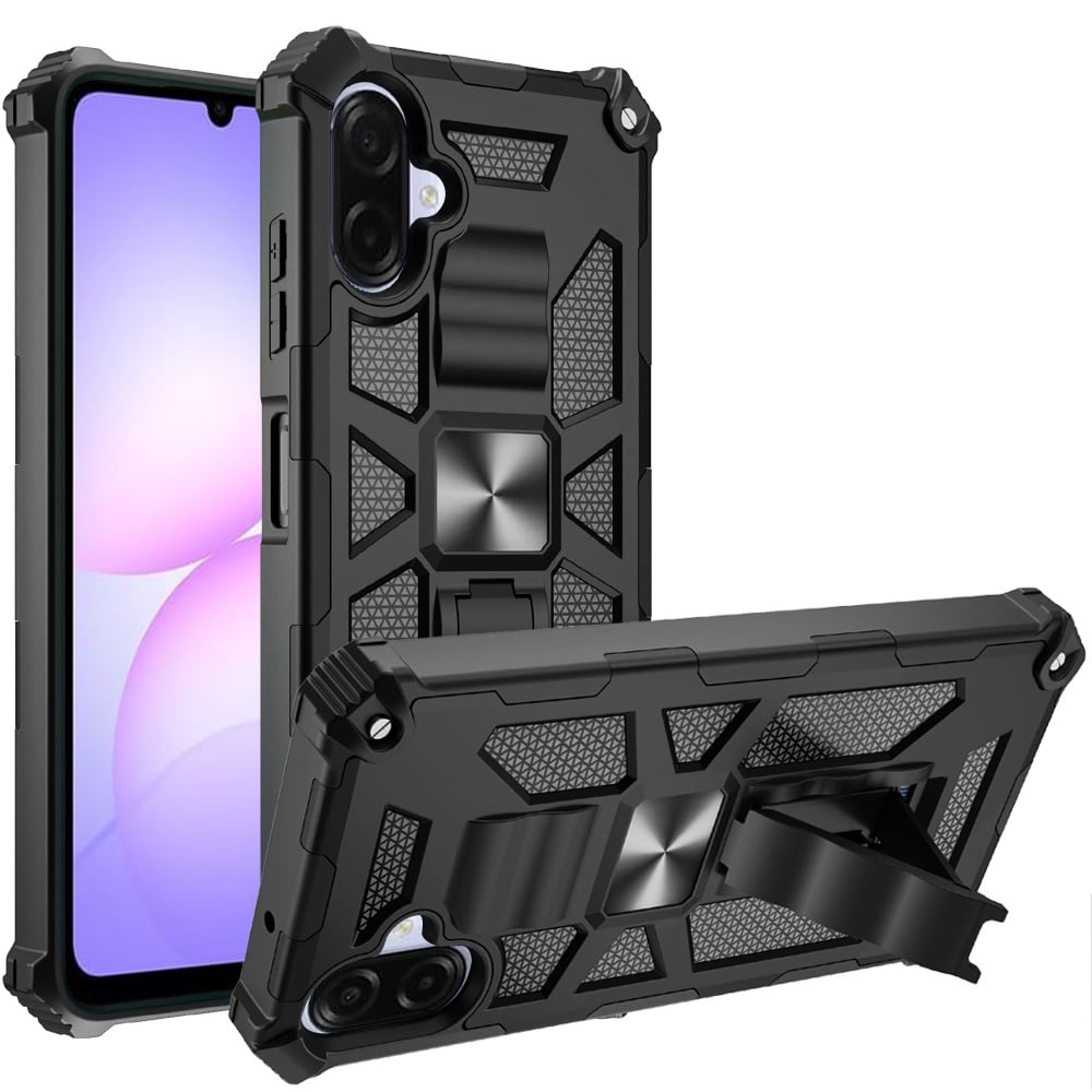 For Samsung Galaxy A07 Hybrid Shockproof [Military Grade] Rugged Protective with Magnetic Car Mount & Invisible Stand Case Cover