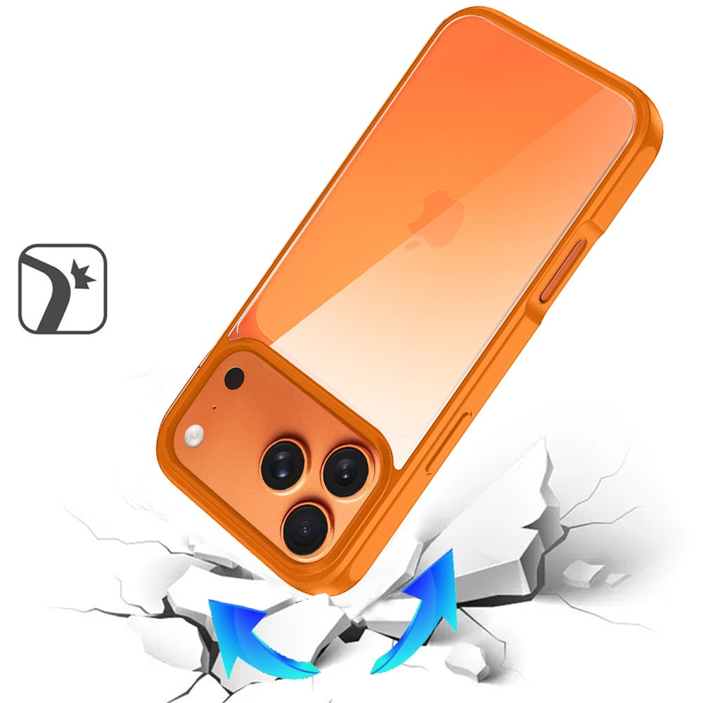 Phone Case for Apple iPhone 17 Pro Max (6.9") Transparent Thick 2.0mm Hybrid Shockproof Rubber TPU Protective Slim Fit Grip Durable Clear HQ Design Cover Cosmic Orange