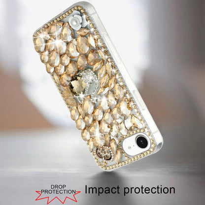 For Apple iPhone 17E /16E Bling Crystal 3D Full Diamonds Luxury Sparkle Rhinestone Hybrid Protective Case Cover