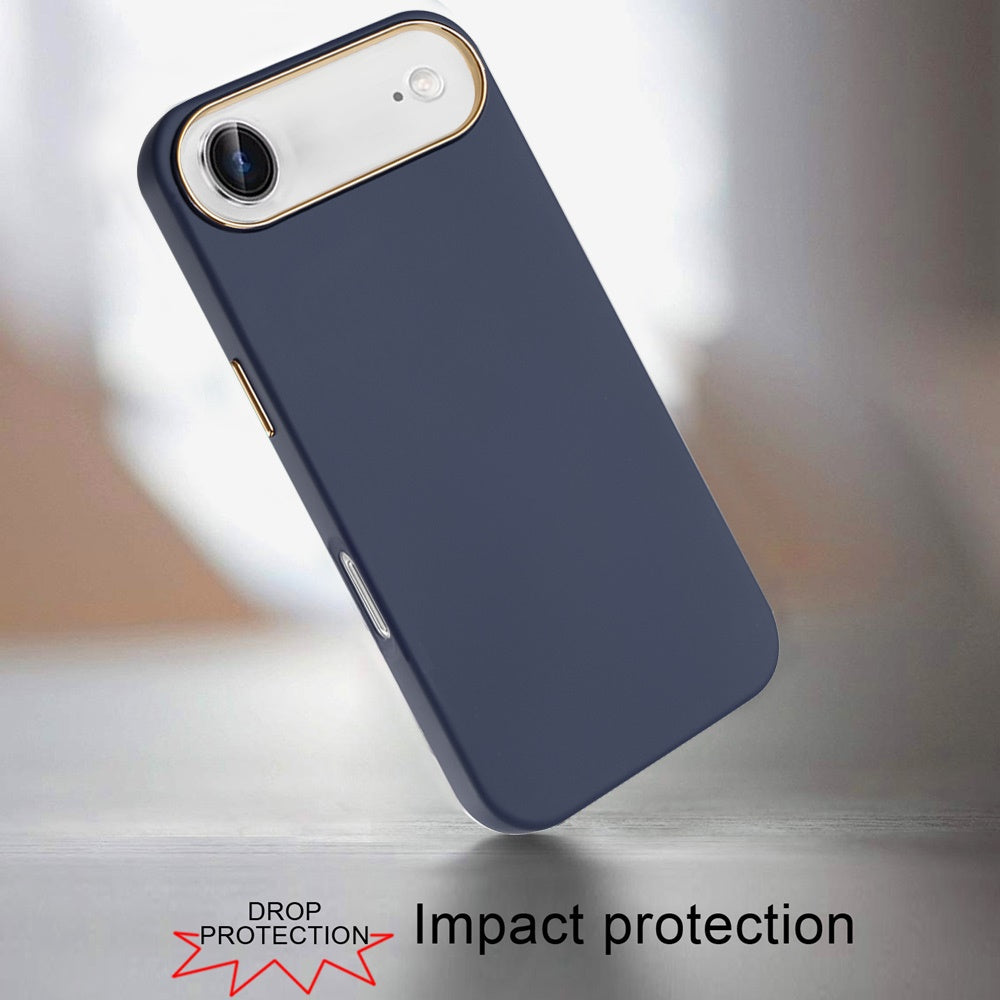 For Apple iPhone 17 Hybrid Armor Shockproof, Durable Bumper Rubber Gummy Gel Slick Hard PC Silicone TPU Case Cover Blue