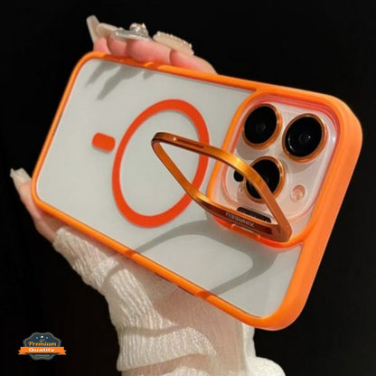 For Apple iPhone 17 AIR Clear Back Hybrid with MagSafe Compatible Metal Camera Stand Colorful Bumper Frame Shockproof Case Cover