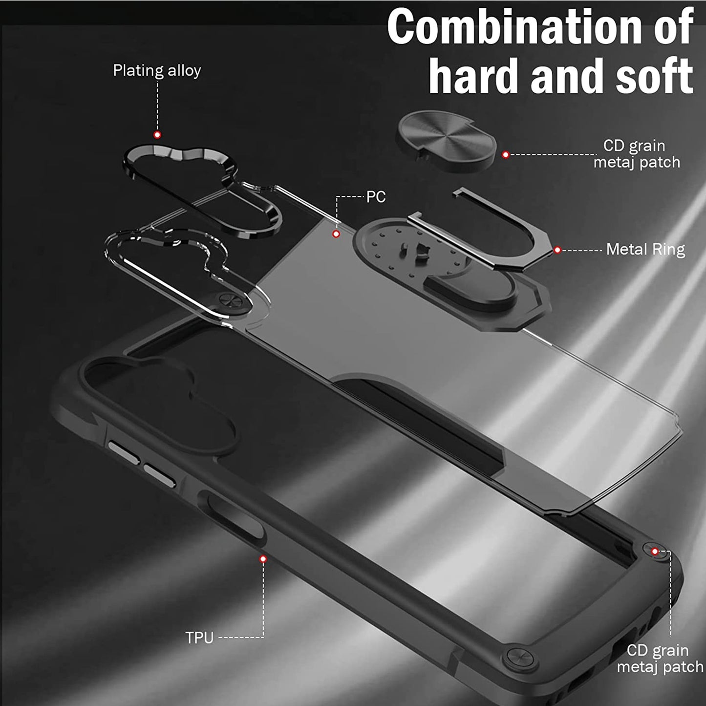 For Apple iPhone 15 Plus (6.7") Clear Transparent Hybrid with 360° Magnetic Ring Stand PC Heavy Duty Shockproof Back  Phone Case Cover