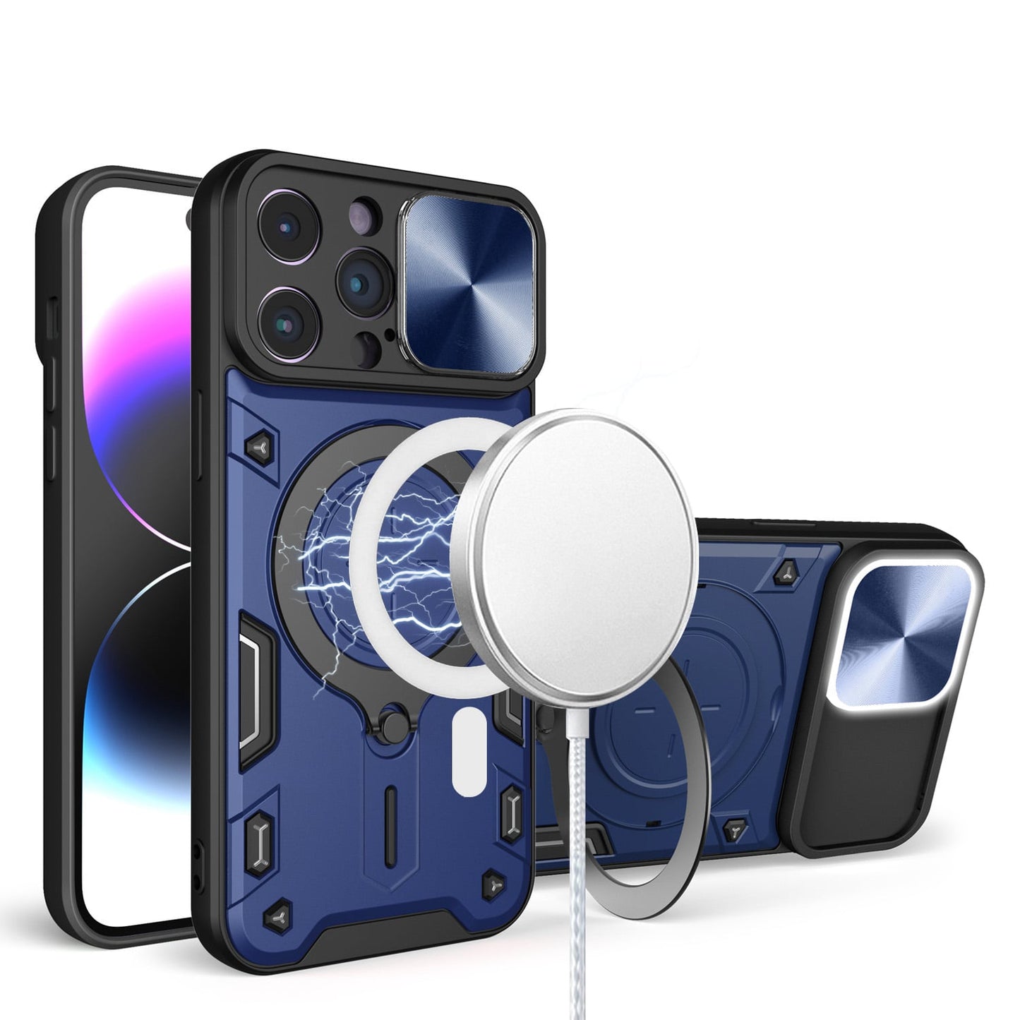 For iPhone 12 / iPhone 12 Pro (6.1") Hybrid Magnetic 360° Ring Kickstand, MagSafe Compatible, Durable Full Camera Lens Protection Case Cover