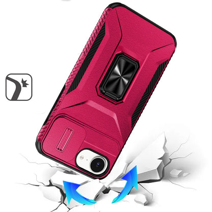 For Apple iPhone 17E /16E Case, Camera Cover with Magnetic Rotation Ring Stand, Military Grade Hybrid Hard TPU Shockproof Case Cover