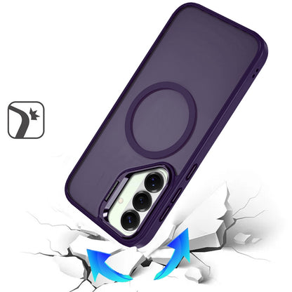 For Samsung Galaxy S26+ / S26 Plus Heavy Duty Metallic Hybrid Tough TPU with Camera Ring Stand, MagSafe Compatible, Rugged Drop Protection Case Cover