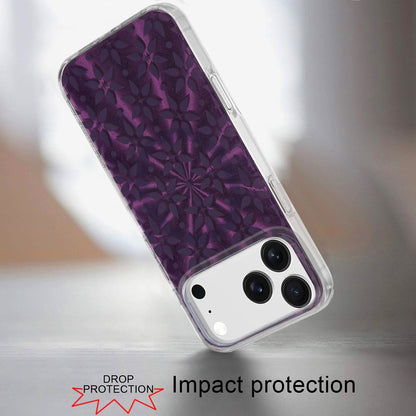 For Apple iPhone 17 Pro Max Stylish Pattern Fashion IMD Printed Design TPU Double Layer Slim Shockproof with Magnetic Back Case Cover Flowers Mandala Purple