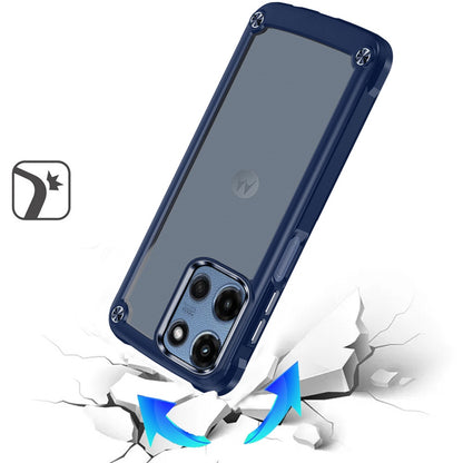 For Motorola Moto G 5G 2025 Ultimate Hybrid Transparent Rubber with Metal Buttons & Camera Edges, Hard TPU Frame Corner Bumper Case Cover