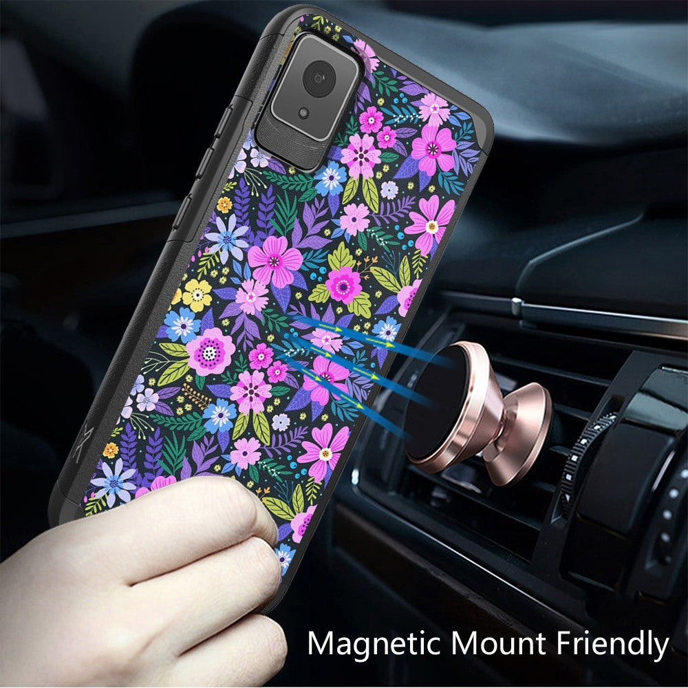 For Motorola Moto G Stylus 5G 2025 Fashion Graphic Design Hybrid 2in1 Tough Strong Hard PC TPU Frame, Magnet Mount Friendly, Shockproof Protection Case Cover Mystical Floral Boom