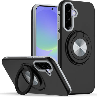 For Samsung Galaxy A37 Metal Matte Hybrid with Invisible Rotational Ring Stand, Car Mount Friendly, Military Grade Slim Fit Sturdy Case Cover