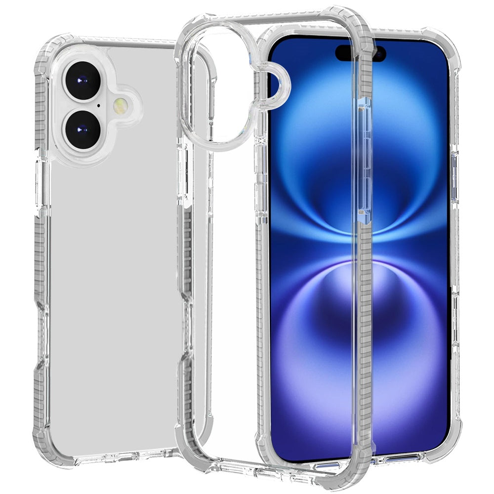 For Apple iPhone 17 Hybrid Transparent Acrylic Rubber Gummy Hard PC Silicone TPU Color Bumper Frame Shockproof Case Cover Clear / White