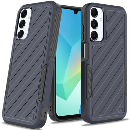 For Samsung Galaxy A16 5G Premium Design Hybrid lined Shockproof Rugged Textured 2in1 Hard PC & Silicone TPU Non Slip Tough Case Cover