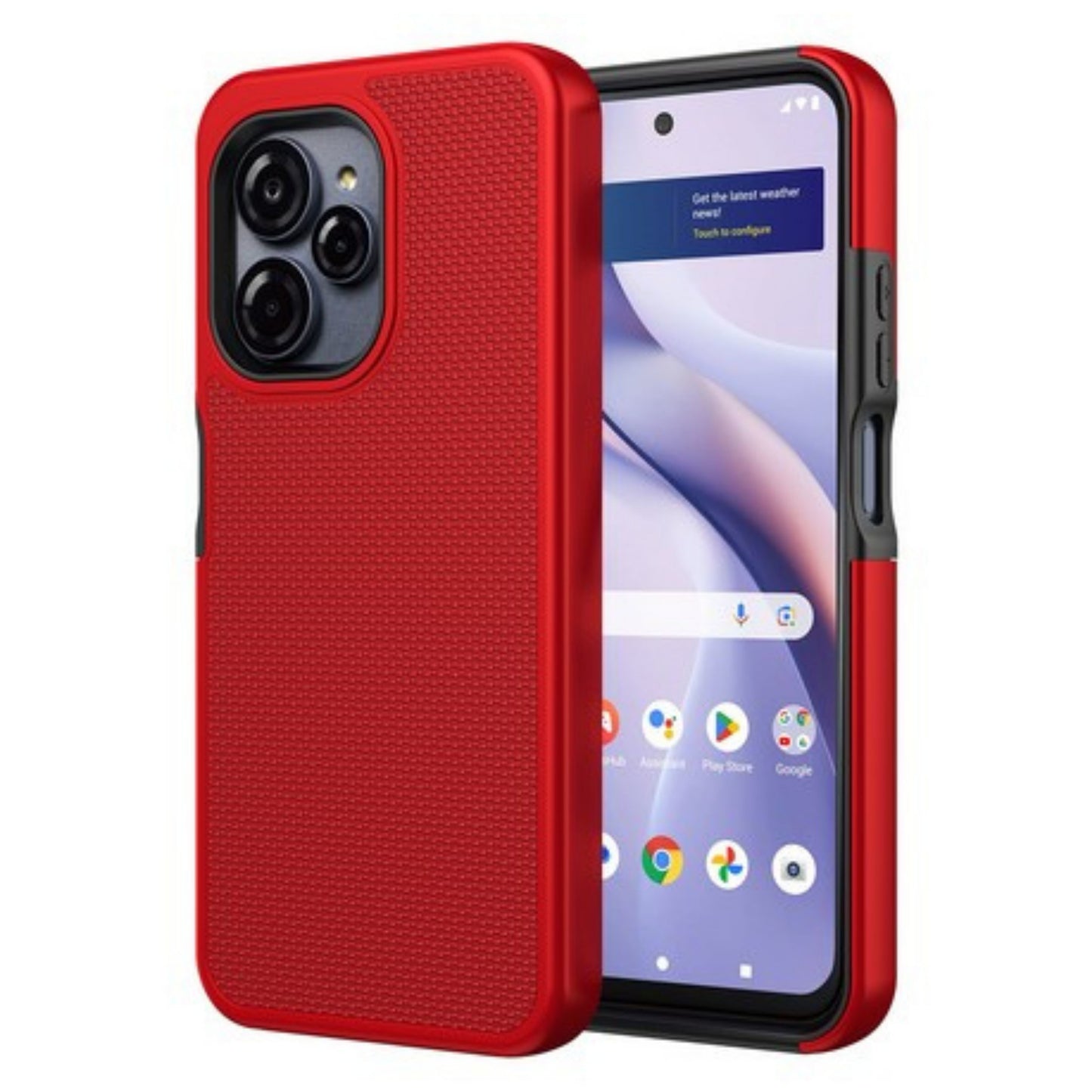 For BLU View Speed Ultra 5G Dual Layer Slim & Tough Hybrid Shockproof Heavy Duty Rubber TPU Matte with Textured Rugged Shell Protection Case Cover