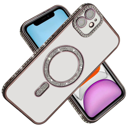 For Apple iPhone 17E /16E Glitter Magnetic Circle Diamond Thick TPU Hybrid Shockproof Secure Grip Compatible with Magsafe Case Cover
