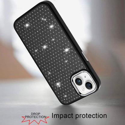 For Apple iPhone 17 (6.3") Bling Diamond Metallic, Full Sparkle Chrome Edged Hybrid Protective Shockproof Case Cover Cosmic Orange
