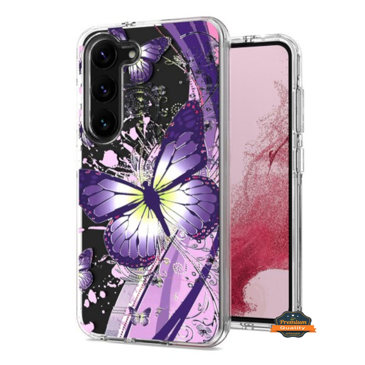 For Samsung Galaxy S25 /S24 Hybrid Clear Frame with Trendy Pattern Design, Shockproof Hard Back & TPU Rubber Case Cover