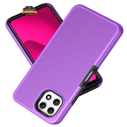 For BLU View Speed Ultra 5G Dual Layer Slim & Tough Hybrid Shockproof Heavy Duty Rubber TPU Matte with Textured Rugged Shell Protection Case Cover