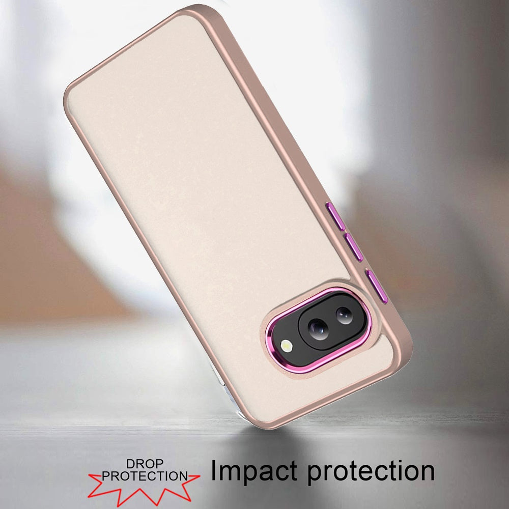 For Google Pixel 9A Slim Fit Thin Hybrid,Frosted Matte Polished Acrylic Hard PC with TPU Rubber Frame Case Cover