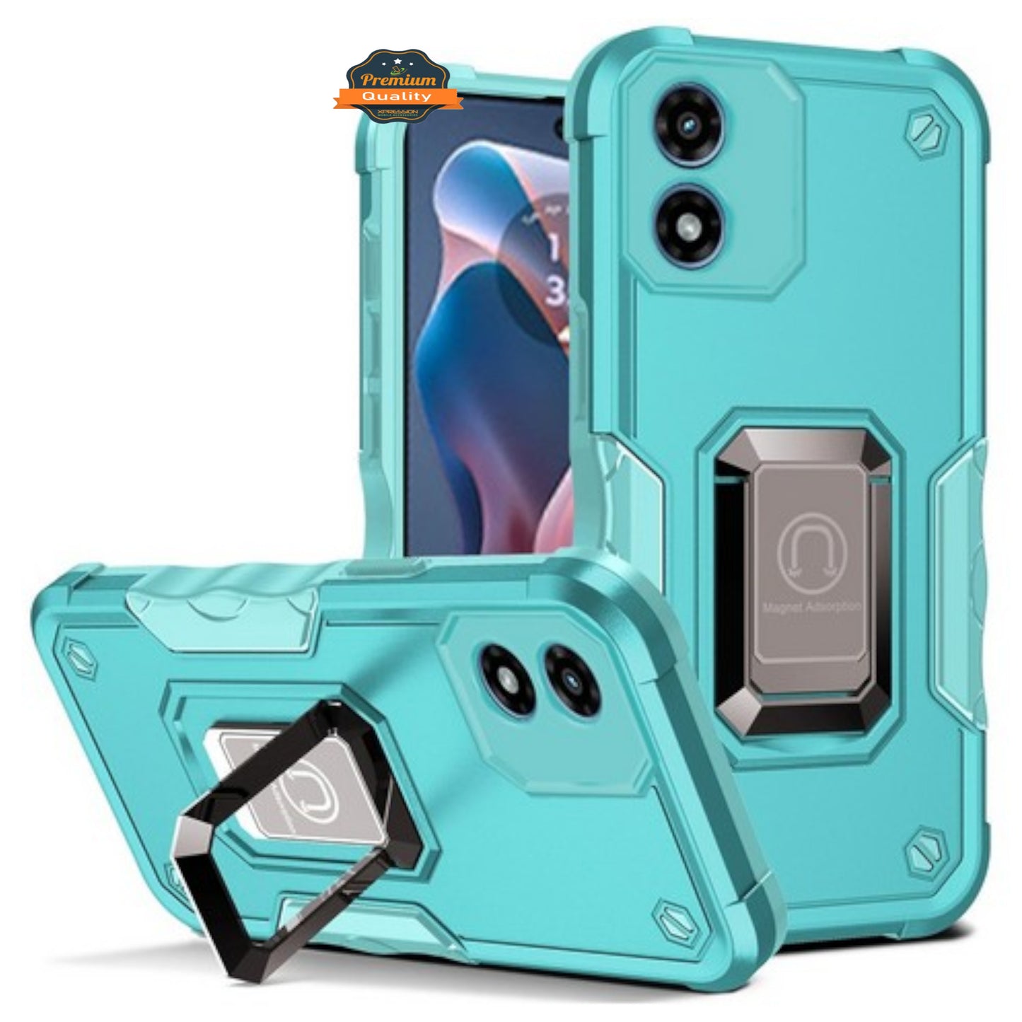 For Motorola Moto G Power 5G 2026 Heavy Duty Hybrid 2in1 Hard PC & TPU Rugged Bumper Shockproof with Magnetic Ring Kickstand Case Cover