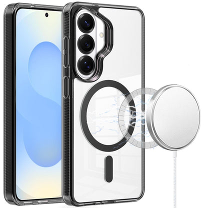 For Samsung Galaxy S25 /S24 MagSafe Compatible Integrated Technology Clean Transparent Hybrid Armor TPU Frame Case Cover Black