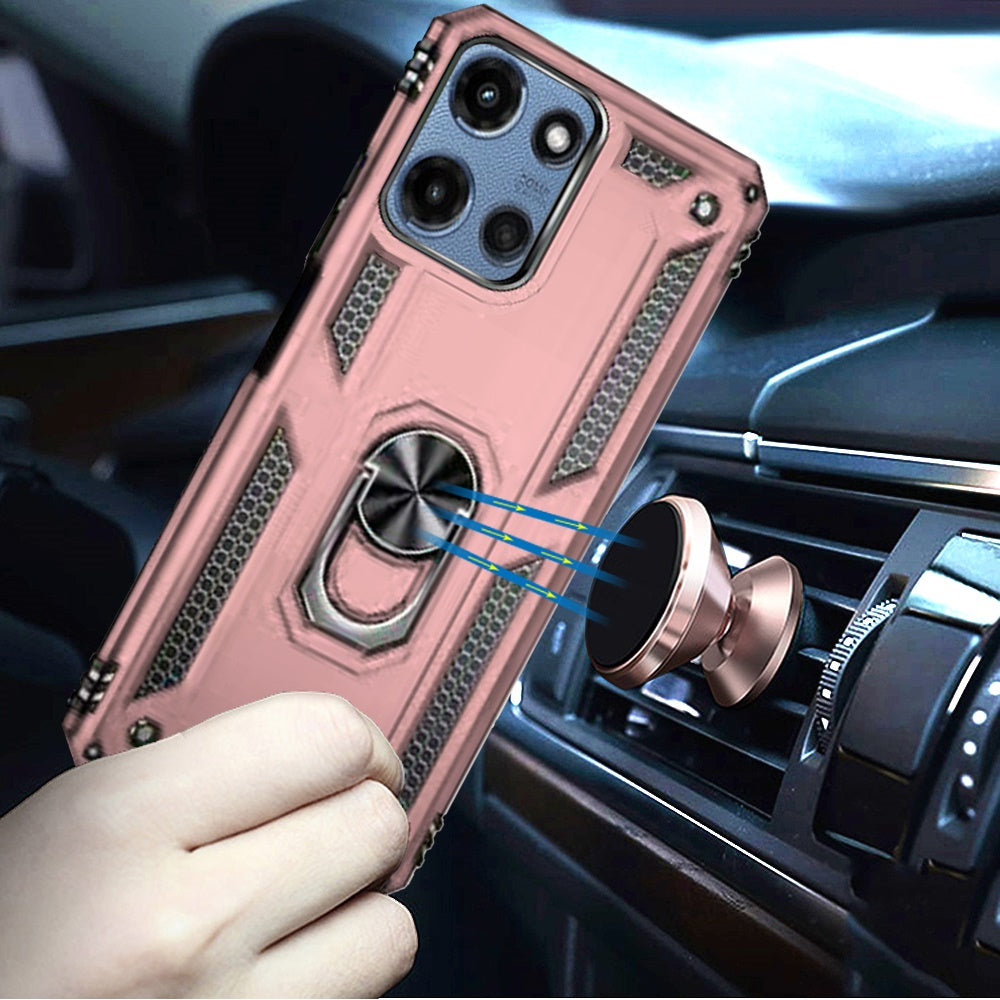 For Motorola Moto G 5G 2026/2025 Hybrid Shockproof Durable 360 Degree Rotatable Ring Stand Holder Kickstand Fit Magnetic Car Mount Case Cover
